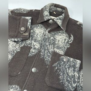 Vintage Wah Maker Country Men’s Jacket Coat Brown Bison Print Wool Blend Rare Y6
